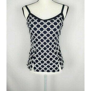 Tropical Escape Swimsuit Tankini Top Blue White M